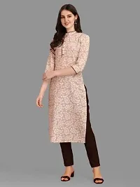 WILNERCROWN Women's Rayon Fabric | Straight | 3/4 Sleeves Regular Sleeves | Designer Women's  Girls Kurta (Kurti's) | (KRT-03-P-PEACH-CREAM-L)-thumb3