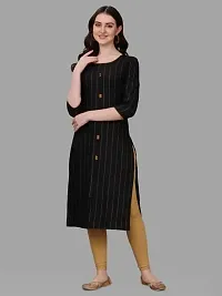 WILNERCROWN Women's Rayon Fabric | Straight | 3/4 Sleeves Regular Sleeves | Designer Women's  Girls Kurta (Kurti's) | (KRT-08-P-BLACK-XL)-thumb3