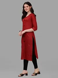 WILNERCROWN Women's Rayon Fabric | Straight | 3/4 Sleeves Regular Sleeves | Designer Women's  Girls Kurta (Kurti's) | (KRT-08-P-MAROON-M)-thumb2