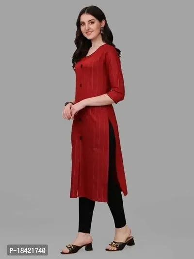 WILNERCROWN Women's Rayon Fabric | Straight | 3/4 Sleeves Regular Sleeves | Designer Women's  Girls Kurta (Kurti's) | (KRT-08-P-MAROON-M)-thumb3