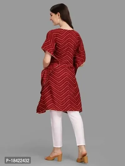 WILNERCROWN Women'sGirls (Round Neck) | ForalPrint | Calf Length | Cotton Fabric Designer Kaftan Style Designer Kurti (KFT-04-P-MAROON-M)-thumb5