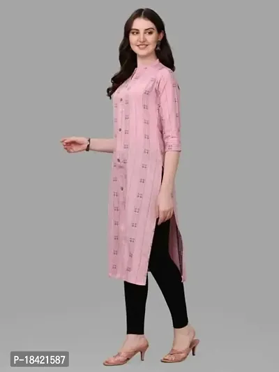 WILNERCROWN Women's Rayon Fabric | Straight | 3/4 Sleeves Regular Sleeves | Designer Women's  Girls Kurta (Kurti's) | (KRT-07-P-PINK-3XL)-thumb4