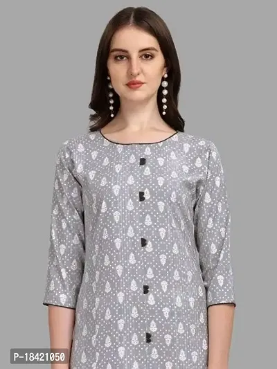 WILNERCROWN Women's Rayon Fabric | Straight | 3/4 Sleeves Regular Sleeves | Designer Women's  Girls Kurta (Kurti's) | (KRT-01-P-GREY-S)-thumb2