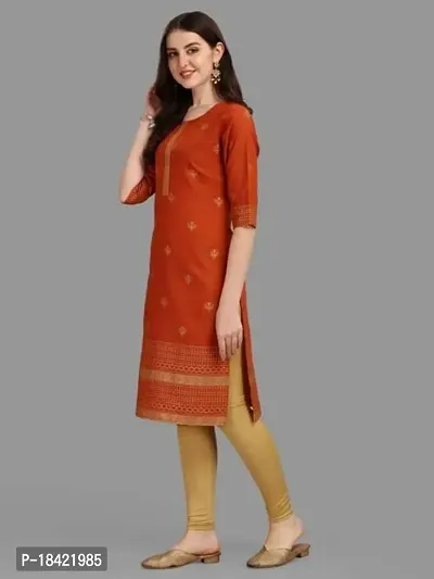 WILNERCROWN Women's Rayon Fabric | Straight | 3/4 Sleeves Regular Sleeves | Designer Women's  Girls Kurta (Kurti's) | (KRT-04-P-ORANGE-S)-thumb3