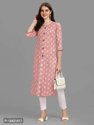 WILNERCROWN Women's Rayon Fabric | Straight | 3/4 Sleeves Regular Sleeves | Designer Women's  Girls Kurta (Kurti's) | (KRT-01-P-PEACH-XXL)-thumb4