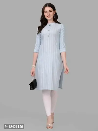 WILNERCROWN Women's Rayon Fabric | Straight | 3/4 Sleeves Regular Sleeves | Designer Women's  Girls Kurta (Kurti's) | (KRT-06-P-SKY-XXL)-thumb4