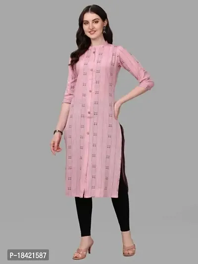 WILNERCROWN Women's Rayon Fabric | Straight | 3/4 Sleeves Regular Sleeves | Designer Women's  Girls Kurta (Kurti's) | (KRT-07-P-PINK-3XL)-thumb5