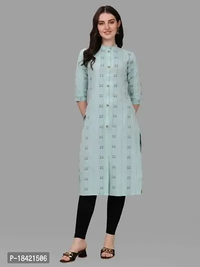 WILNERCROWN Women's Rayon Fabric | Straight | 3/4 Sleeves Regular Sleeves | Designer Women's  Girls Kurta (Kurti's) | (KRT-07-P-SKY-M)-thumb2