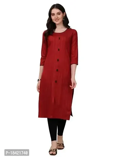 WILNERCROWN Women's Rayon Fabric | Straight | 3/4 Sleeves Regular Sleeves | Designer Women's  Girls Kurta (Kurti's) | (KRT-08-P-MAROON-M)-thumb0