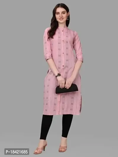 WILNERCROWN Women's Rayon Fabric | Straight | 3/4 Sleeves Regular Sleeves | Designer Women's  Girls Kurta (Kurti's) | (KRT-07-P-PINK-M)-thumb2