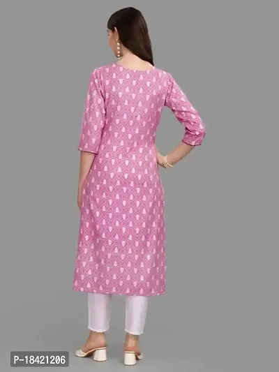 WILNERCROWN Women's Rayon Fabric | Straight | 3/4 Sleeves Regular Sleeves | Designer Women's  Girls Kurta (Kurti's) | (KRT-01-P-PINK-XL)-thumb2