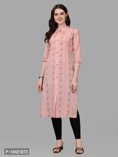 WILNERCROWN Women's Rayon Fabric | Straight | 3/4 Sleeves Regular Sleeves | Designer Women's  Girls Kurta (Kurti's) | (KRT-07-P-PEACH-XXL)-thumb2