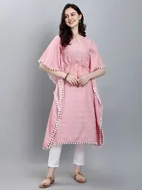 WILNERCROWN Women'sGirls (Round Neck) | ForalPrint | Calf Length | Cotton Fabric Designer Kaftan Style Designer Kurti (KFT-03-PINK-XL)-thumb4