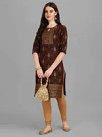 WILNERCROWN Women's Rayon Fabric | Straight | 3/4 Sleeves Regular Sleeves | Designer Women's  Girls Kurta (Kurti's) | (KRT-04-P-COFFEE-XXL)-thumb4