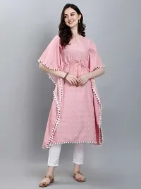 WILNERCROWN Women'sGirls (Round Neck) | ForalPrint | Calf Length | Cotton Fabric Designer Kaftan Style Designer Kurti (KFT-03-PINK-M)-thumb4