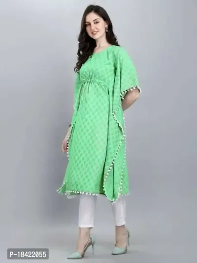 WILNERCROWN Women'sGirls (Round Neck) | ForalPrint | Calf Length | Cotton Fabric Designer Kaftan Style Designer Kurti (KFT-03-PARROT-XXL)-thumb3