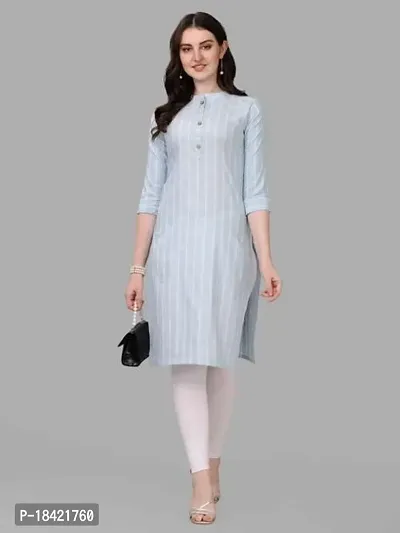 WILNERCROWN Women's Rayon Fabric | Straight | 3/4 Sleeves Regular Sleeves | Designer Women's  Girls Kurta (Kurti's) | (KRT-06-P-SKY-XL)-thumb4