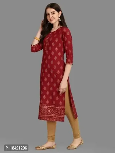 WILNERCROWN Women's Rayon Fabric | Straight | 3/4 Sleeves Regular Sleeves | Designer Women's  Girls Kurta (Kurti's) | (KRT-04-P-MAROON-XXL)-thumb3