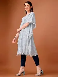 WILNERCROWN Women'sGirls (Round Neck) | ForalPrint | Calf Length | Cotton Fabric Designer Kaftan Style Designer Kurti (KFT-07-SKY-L)-thumb3