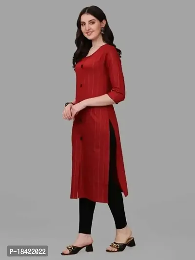 WILNERCROWN Women's Rayon Fabric | Straight | 3/4 Sleeves Regular Sleeves | Designer Women's  Girls Kurta (Kurti's) | (KRT-08-P-MAROON-L)-thumb3