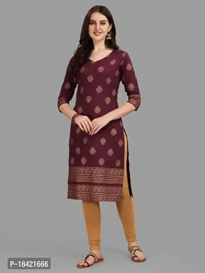 WILNERCROWN Women's Rayon Fabric | Straight | 3/4 Sleeves Regular Sleeves | Designer Women's  Girls Kurta (Kurti's) | (KRT-04-P-WINE-XL)-thumb2