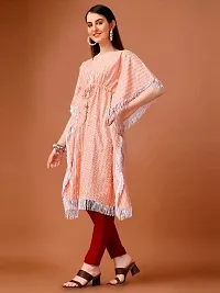 WILNERCROWN Women'sGirls (Round Neck) | ForalPrint | Calf Length | Cotton Fabric Designer Kaftan Style Designer Kurti (KFT-07-PEACH-XXL)-thumb3