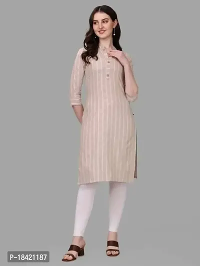 WILNERCROWN Women's Rayon Fabric | Straight | 3/4 Sleeves Regular Sleeves | Designer Women's  Girls Kurta (Kurti's) | (KRT-06-P-CREAM-3XL)-thumb2