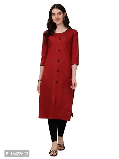 WILNERCROWN Women's Rayon Fabric | Straight | 3/4 Sleeves Regular Sleeves | Designer Women's  Girls Kurta (Kurti's) | (KRT-08-P-MAROON-L)-thumb0