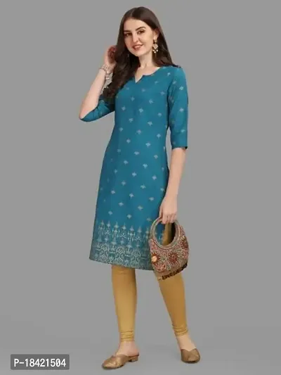 WILNERCROWN Women's Rayon Fabric | Straight | 3/4 Sleeves Regular Sleeves | Designer Women's  Girls Kurta (Kurti's) | (KRT-04-P-BLUE-XL)-thumb4