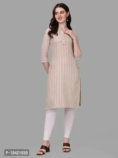 WILNERCROWN Women's Rayon Fabric | Straight | 3/4 Sleeves Regular Sleeves | Designer Women's  Girls Kurta (Kurti's) | (KRT-06-P-CREAM-XL)-thumb2