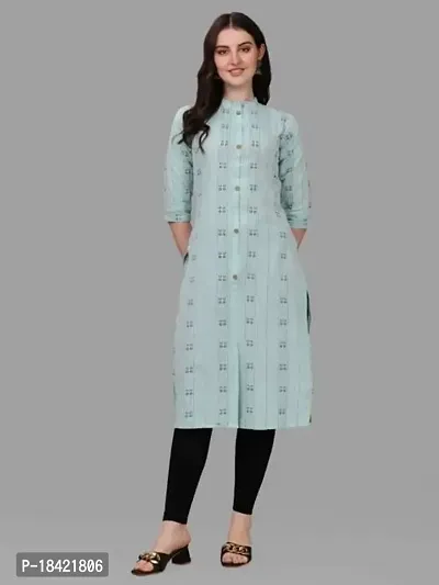 WILNERCROWN Women's Rayon Fabric | Straight | 3/4 Sleeves Regular Sleeves | Designer Women's  Girls Kurta (Kurti's) | (KRT-07-P-SKY-3XL)-thumb2