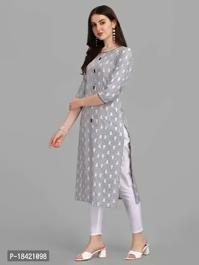 WILNERCROWN Women's Rayon Fabric | Straight | 3/4 Sleeves Regular Sleeves | Designer Women's  Girls Kurta (Kurti's) | (KRT-01-P-GREY-3XL)-thumb5