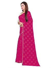 Aardiva Women's Chiffon Saree With Unstitched Blouse Piece (Dark Pink)-thumb2