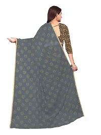 Aardiva Women's Chiffon Saree With Unstitched Blouse Piece (Grey)-thumb3