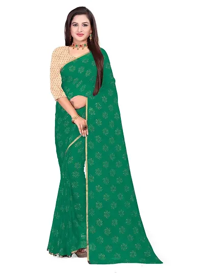 Aarushi  Womens Chiffon Saree With Unstitched Blouse Piece