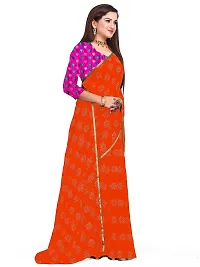 Aardiva Women Pure Chiffon Stylish Saree With Unstitched Blouse Piece (Orange)-thumb1