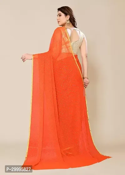 Stylish Chiffon Orange Printed Saree with Blouse piece-thumb3