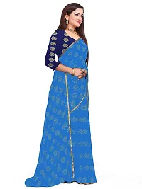 Aardiva Women's Chiffon Saree With Unstitched Blouse Piece (Light Blue)-thumb2