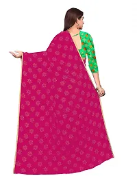 Aardiva Women Pure Chiffon Saree With Unstitch Blouse Piece (Dark Pink)-thumb3