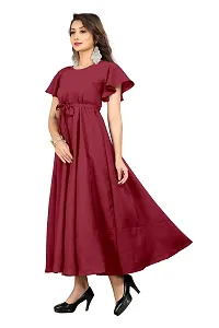 Aardiva Women's Crepe A-Line Maxi Dress Red-thumb3