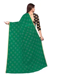 Aardiva Women's Chiffon Saree With Unstitched Blouse Piece (Dark Green)-thumb3