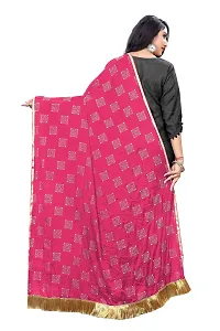 Aardiva Printed Lace Work Chiffon Dupatta (Pink)-thumb2