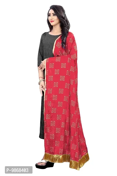 Aardiva Women's Self Design Chiffon Dupatta (ABD01_Red_Free Size)-thumb2