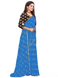 Aardiva Women's Chiffon Saree With Unstitched Blouse Piece (Light Blue)-thumb2