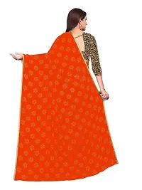 Aardiva Women's Chiffon Saree With Unstitched Blouse Piece (Orange)-thumb3