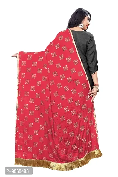 Aardiva Women's Self Design Chiffon Dupatta (ABD01_Red_Free Size)-thumb3