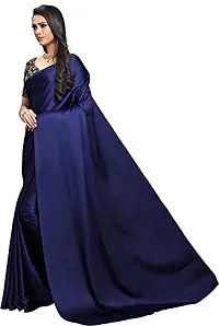 Aardiva Women's Plain Weave Satin Saree With Unstiched Blouse Piece-thumb2