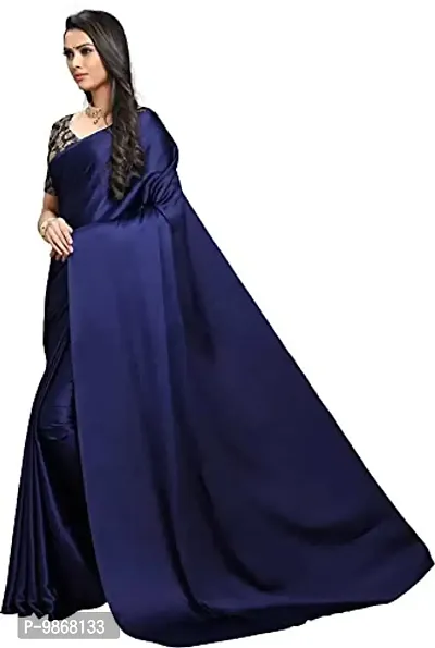 Aardiva Women's Plain Weave Satin Saree With Unstiched Blouse Piece-thumb3