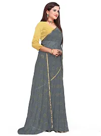 Aardiva Women's Chiffon Saree With Unstitched Blouse Piece (Grey)-thumb2