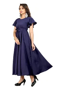 Aardiva Women's Crepe A-Line Maxi Dress Dark Blue-thumb3